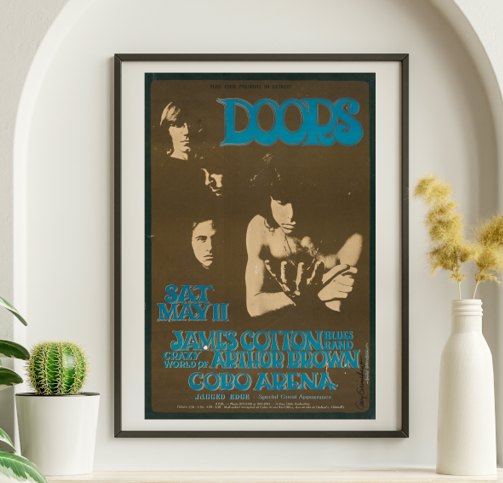 Doors - Cobo Arena Detroit MI May 11 1968 - Live Concert Poster Wall Art Print - 133015