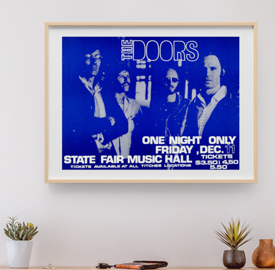 Doors - State Fair Music Hall Dallas TX December 11 1970 - Live Concert Poster Wall Art Print - 133028