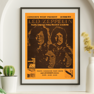 Led Zeppelin - Vancouver BC March 21 1970 - Live Concert Poster Wall Art Print - 156017