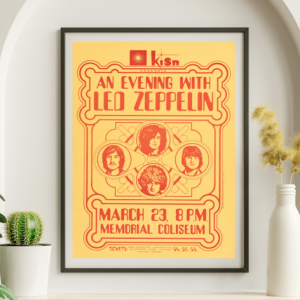 Led Zeppelin - Memorial Coliseum Portland OR March 23 1970 - Live Concert Poster Wall Art Print - 156019