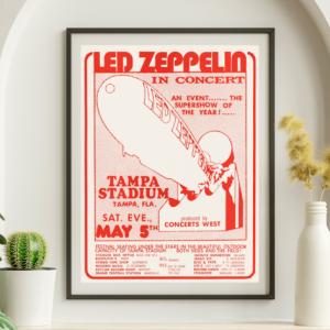 Led Zeppelin - Tampa Stadium FL May 5 1973 - Live Concert Poster Wall Art Print - 156020