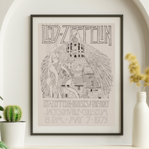 Led Zeppelin - Jacksonville Coliseum FL May 7 1973 - Live Concert Poster Wall Art Print - 156024