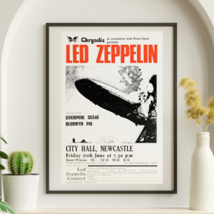 Led Zeppelin - City Hall Newcastle England June 20 1969 - Live Concert Poster Wall Art Print - 156026