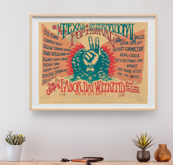 Led Zeppelin w Janis Joplin Texas Pop Festival August 30 1969 - Live Concert Poster Wall Art Print - 156027