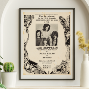Led Zeppelin - PNE Agrodome Vancouver, Canada May 10 1969 - Live Concert Poster Wall Art Print - 156029