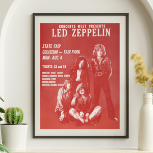 Led Zeppelin - State Fair Coliseum Dallas TX August 4 1969 - Live Concert Poster Wall Art Print - 156030