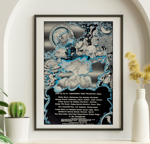 Led Zeppelin Doors Alice Cooper - Seattle Pop Festival Seattle WA July 25 1969 - Live Concert Poster Wall Art Print - 156031