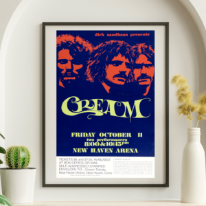 Cream - New Haven Arena CT October 11 1968 - Live Concert Poster Wall Art Print - 257005