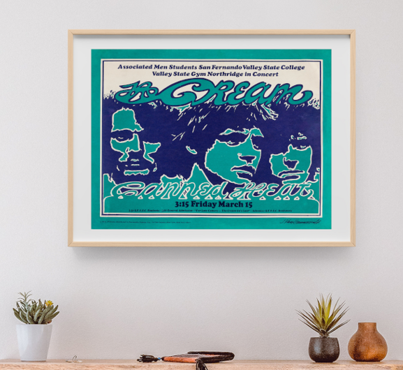 Cream w Canned Heat SF Valley State College Northridge CA March 15 1968 - Live Concert Poster Wall Art Print - 257011