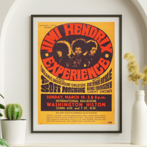 Jimi Hendrix - Washington Hilton March 10 1968 - Live Concert Poster Wall Art Print - 256007