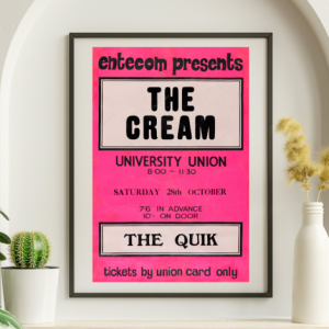 Cream - University Union UK October 28 1966 - Live Concert Poster Wall Art Print - 257012