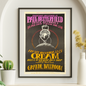 Cream - Grande Ballroom Detroit MI December 21 1967 - Live Concert Poster Wall Art Print - 257017