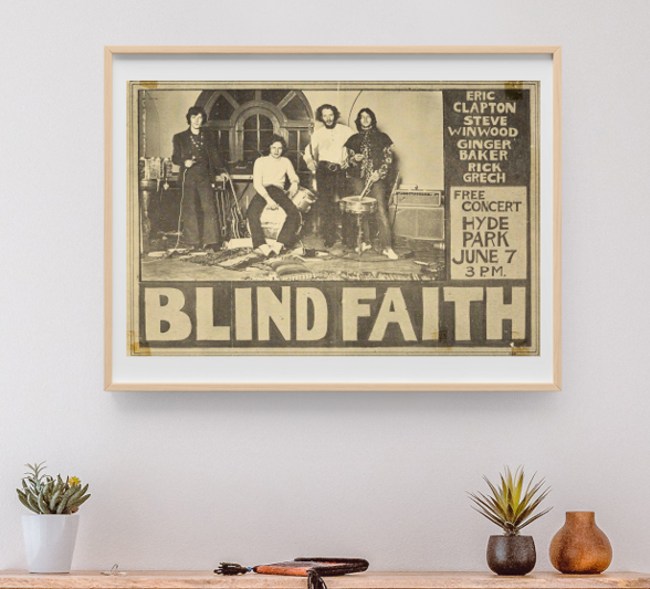 Blind Faith - Hyde Park London June 7 1969 - Live Concert Poster Wall Art Print - 266004