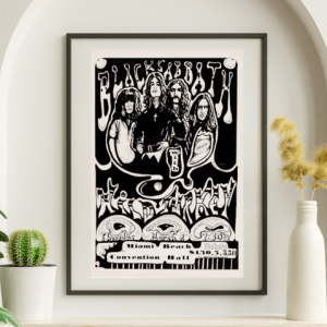 Black Sabbath - Convention Hall Miami Beach FL March 2 1972- Live Concert Poster Wall Art Print - 117004