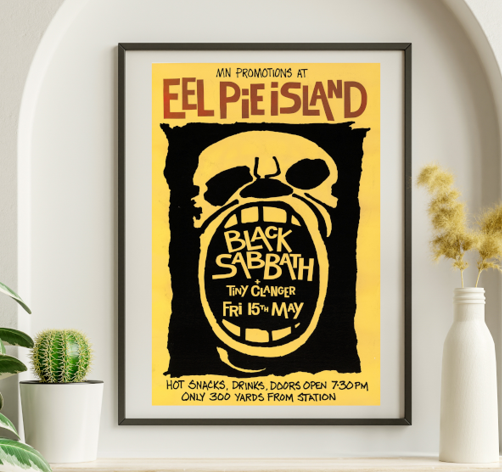 Black Sabbath - Eel Pie Island England May 15 1970 - Live Concert Poster Wall Art Print - 117005