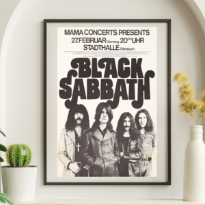 Black Sabbath - Stadehalle Offenbach Germany February 27 1973 - Live Concert Poster Wall Art Print - 117007
