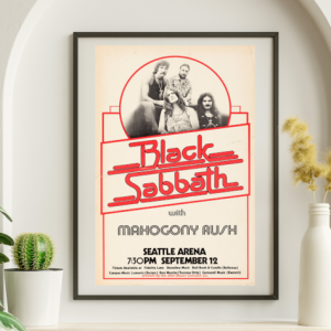 Black Sabbath - Seattle Arena Seattle WA September 12 1975 - Live Concert Poster Wall Art Print - 117009