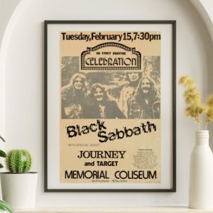 Black Sabbath - Fort Wayne Memorial Coliseum IN February 15 1977 - Live Concert Poster Wall Art Print - 117013