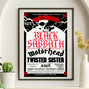 Black Sabbath w Twisted Sister Motorhead - Dalymount Stadium Dublin Ireland August 28 1983 - Live Concert Poster Wall Art Print - 117016