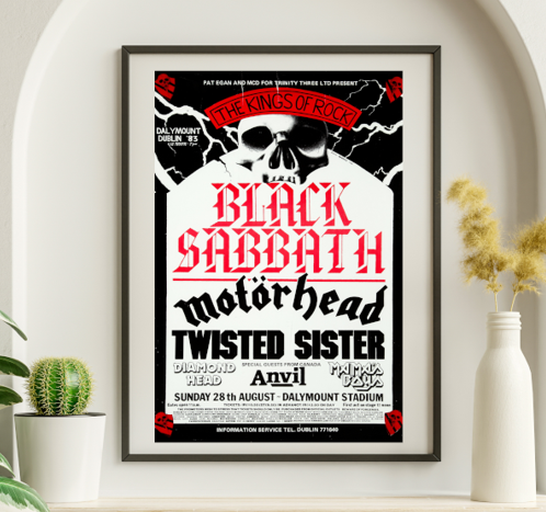Black Sabbath w Twisted Sister Motorhead - Dalymount Stadium Dublin Ireland August 28 1983 - Live Concert Poster Wall Art Print - 117016