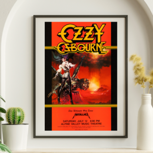 Ozzy Osbourne w Metallica - Alpine Valley Music Theater East Troy WI July 12 1986 - Live Concert Poster Wall Art Print - 267001