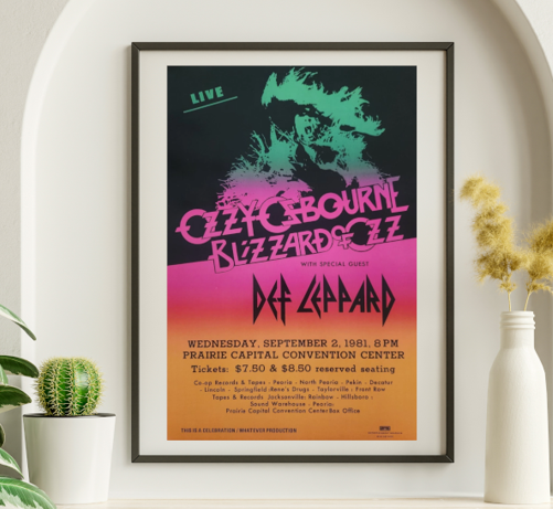 Ozzy Osbourne - Prairie Capital Convention Center Springfield IL September 2 1981- Live Concert Poster Wall Art Print - 267016