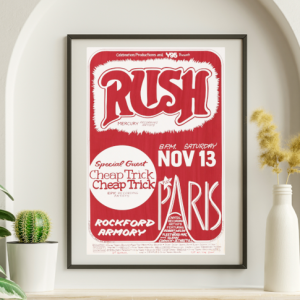 Rush w Cheap Trick - Rockford Armory Rockford IL November 13 1976 - Live Concert Poster Wall Art Print - 253004
