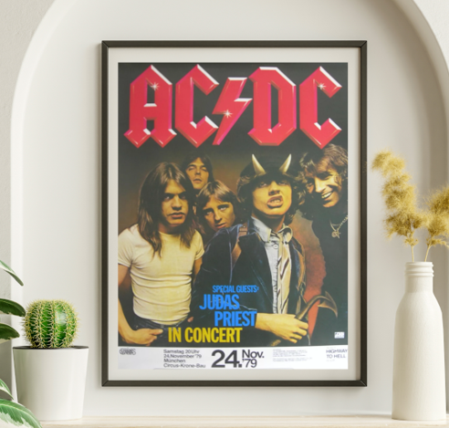 ACDC - Munich Germany November 24 1979 - Live Concert Poster Wall Art Print - 104005