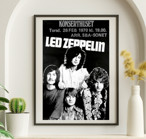 Led Zeppelin - Konserthuset Stockholm Sweden February 26 1970 – Live Concert Poster Wall Art Print - 156009