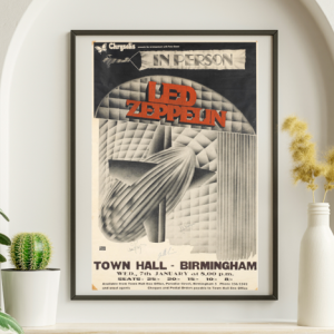 Led Zeppelin - Town Hall Birmingham England January 7 1970 – Live Concert Poster Wall Art Print - 156010