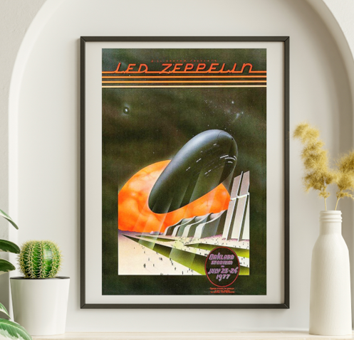 Led Zeppelin - Oakland Coliseum Oakland CA July 25 1977 – Live Concert Poster Wall Art Print - 156012
