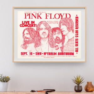 Pink Floyd - McFarlin Auditorium Dallas TX September 10 1972 – Live Concert Poster Wall Art Print - 249021