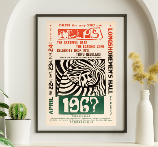 Grateful Dead - Longshoremens Hall SF CA April 22 1966 - Live Concert Poster Wall Art Print - 142013