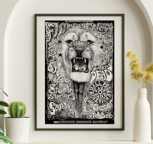 Grateful Dead - Fillmore West SF CA BG-134 August 27 1968 - Live Concert Poster Wall Art Print - 142014