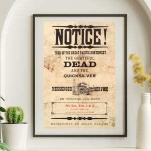 Grateful Dead - Crystal Ballroom Portland OR February 2 1968 - Live Concert Poster Wall Art Print - 142021