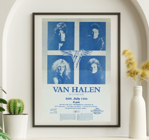 Van Halen - Dane County Memorial Coliseum Madison WI July 12 1981 – Live Concert Poster Wall Art Print - 260001