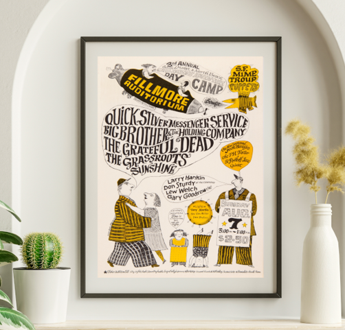 Grateful Dead - Fillmore SF CA Children's Camp August 7 1966 – Live Concert Poster Wall Art Print - 142026