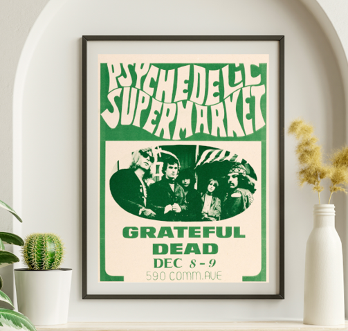 Grateful Dead - Psychedelic Supermarket in Boston MA December 8 1967 – Live Concert Poster Wall Art Print - 142045