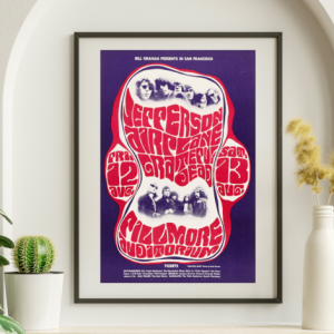 Grateful Dead w Jefferson Airplane Fillmore SF CA August 12 1966 BG-23 - Live Concert Poster Wall Art Print - 142050