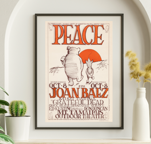 Grateful Dead - Mt Tamalpais Marin CA Peace Pooh October 8 1966 - Live Concert Poster Wall Art Print - 142064