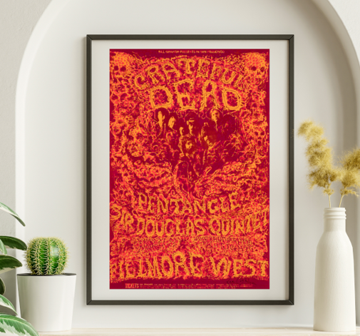 Grateful Dead - Fillmore West SF CA February 27 1969 BG-162 - Live Concert Poster Wall Art Print - 142065