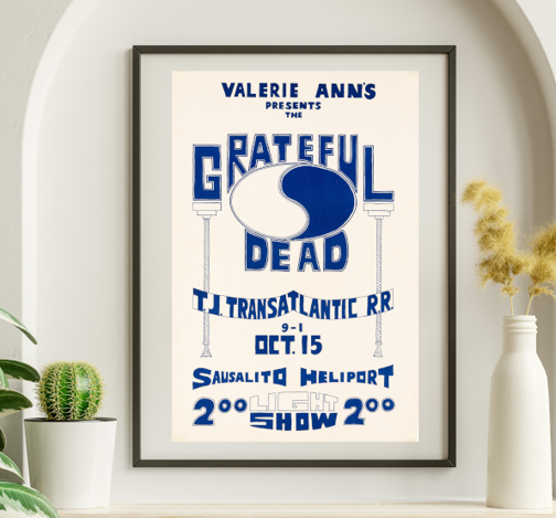Grateful Dead - Sausalito Heliport CA October 15 1966 - Live Concert Poster Wall Art Print - 142079