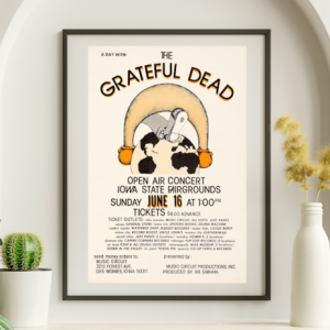 Grateful Dead - Iowa State Fairgrounds Des Moines IA June 17 1974 - Live Concert Poster Wall Art Print - 142080