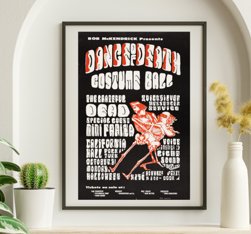 Grateful Dead - California Hall SF CA - Dance of Death October 31 1966 – Live Concert Poster Wall Art Print - 142091