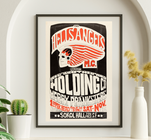 Janis Joplin w Merry Pranksters - Sokol Hall San Francisco CA November 12 1966 – Live Concert Poster Wall Art Print - 265017