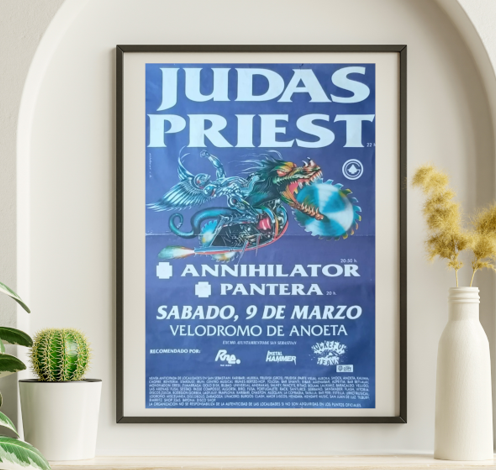 Judas Priest w Pantera - Velodromo San Sebastián Spain March 1 1991 – Live Concert Poster Wall Art Print - 264001