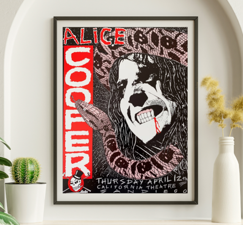 Alice Cooper - California Theater San Diego CA April 12 1990 - Live Concert Poster Wall Art Print - 254001