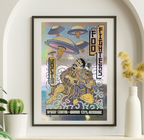 Foo Fighters - Sprint Center Kansas City MO October 12 2018 FOIL-2 – Live Concert Poster Wall Art Print - 137010