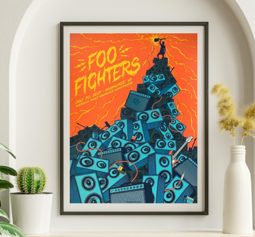 Foo Fighters - American Family Amphitheater Milwaukee WI July 30 2021 – Live Concert Poster Wall Art Print - 137013
