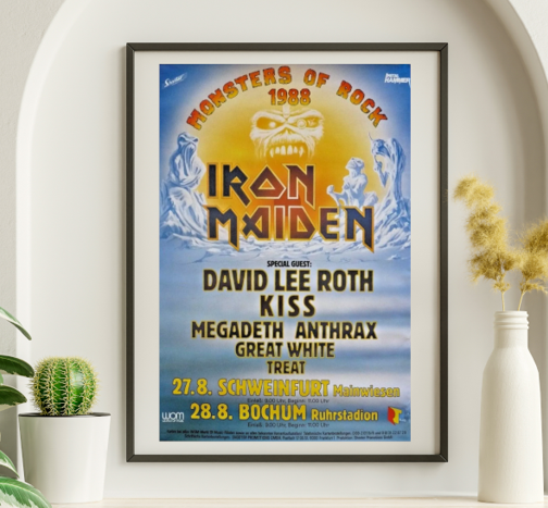 Iron Maiden - Mainweisen Schweinfurt Germany August 27 1988 – Live Concert Poster Wall Art Print - 243007